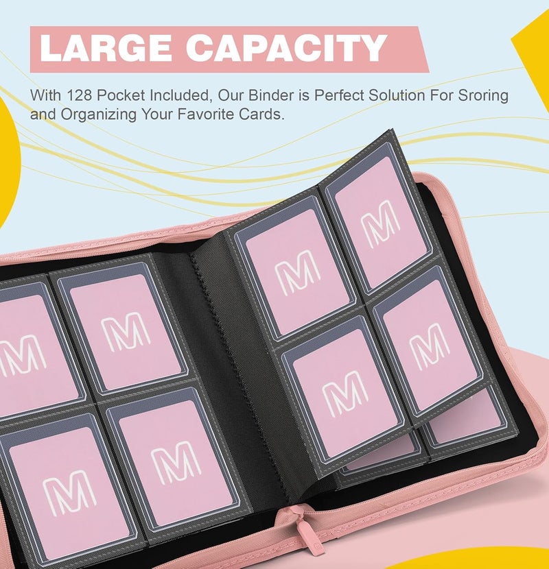 MOSLA Toploader Binder,4-Pocket Side Load Trading Card Album, Holds 128 Cards with Double-Sided Pockets for MTG, Sports Cards, Top Loader Storage - Image 2